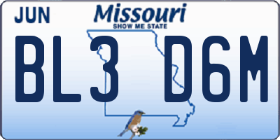 MO license plate BL3D6M