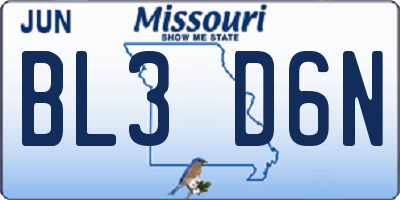 MO license plate BL3D6N