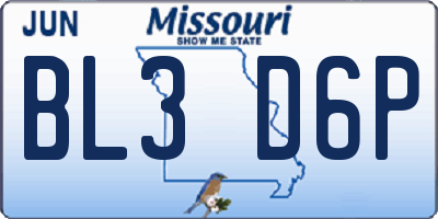 MO license plate BL3D6P