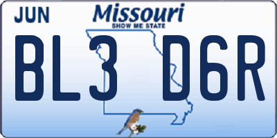 MO license plate BL3D6R