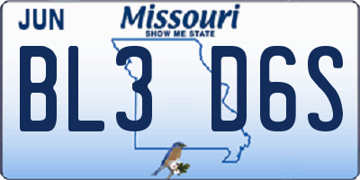 MO license plate BL3D6S