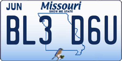 MO license plate BL3D6U