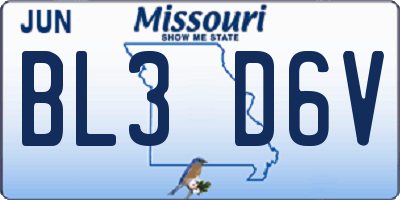 MO license plate BL3D6V