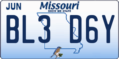 MO license plate BL3D6Y