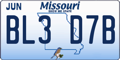 MO license plate BL3D7B