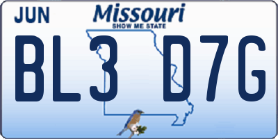 MO license plate BL3D7G