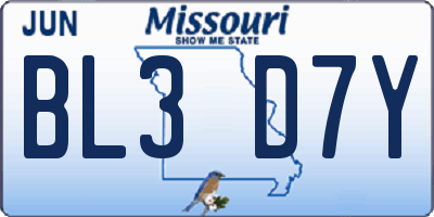 MO license plate BL3D7Y