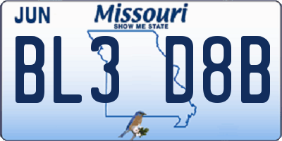 MO license plate BL3D8B