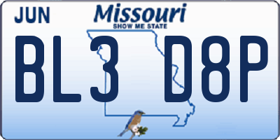 MO license plate BL3D8P