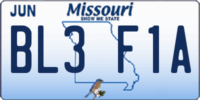 MO license plate BL3F1A