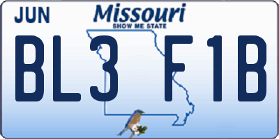 MO license plate BL3F1B