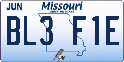 MO license plate BL3F1E