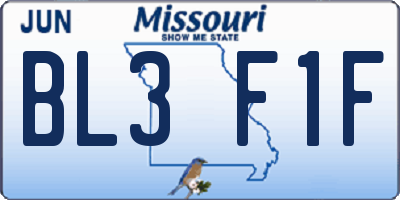 MO license plate BL3F1F