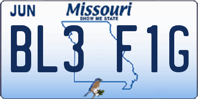 MO license plate BL3F1G