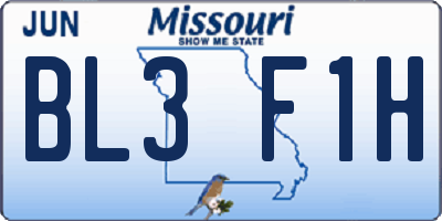 MO license plate BL3F1H