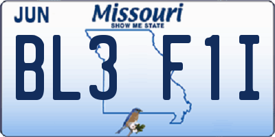 MO license plate BL3F1I