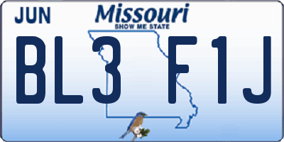 MO license plate BL3F1J