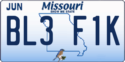 MO license plate BL3F1K