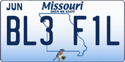 MO license plate BL3F1L