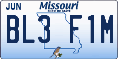 MO license plate BL3F1M