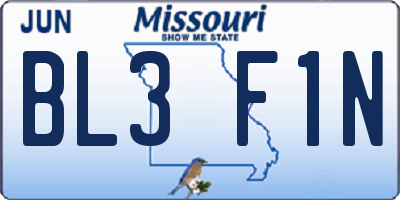MO license plate BL3F1N