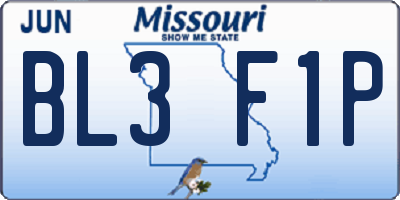 MO license plate BL3F1P