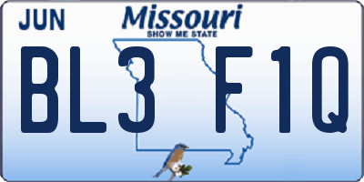 MO license plate BL3F1Q