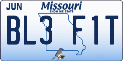 MO license plate BL3F1T