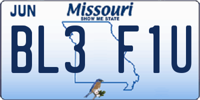 MO license plate BL3F1U