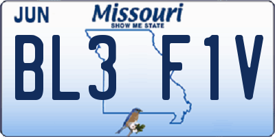 MO license plate BL3F1V