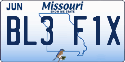 MO license plate BL3F1X