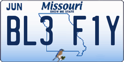 MO license plate BL3F1Y