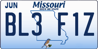MO license plate BL3F1Z