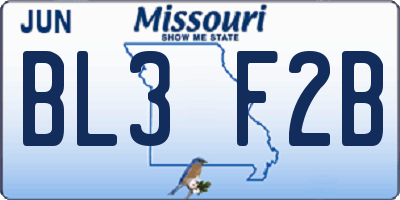 MO license plate BL3F2B