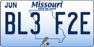 MO license plate BL3F2E