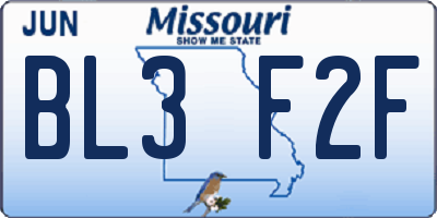 MO license plate BL3F2F