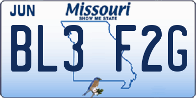 MO license plate BL3F2G