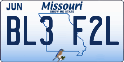 MO license plate BL3F2L