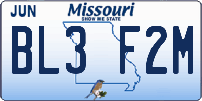 MO license plate BL3F2M