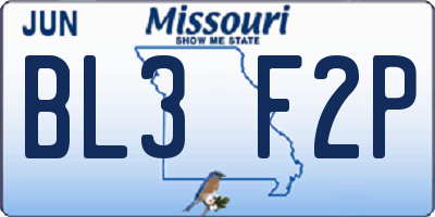 MO license plate BL3F2P