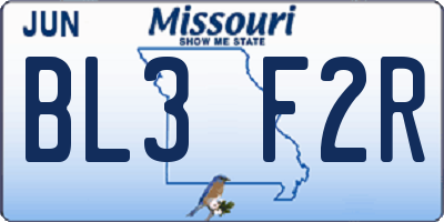 MO license plate BL3F2R