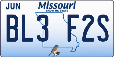 MO license plate BL3F2S