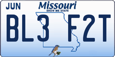 MO license plate BL3F2T