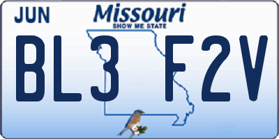 MO license plate BL3F2V