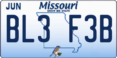 MO license plate BL3F3B
