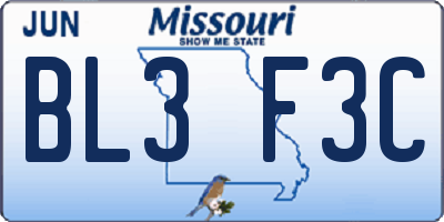 MO license plate BL3F3C