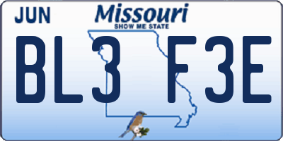 MO license plate BL3F3E
