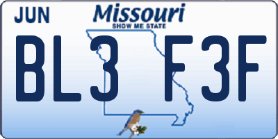 MO license plate BL3F3F
