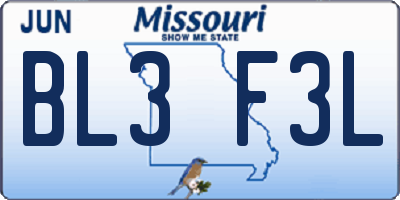MO license plate BL3F3L