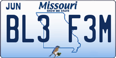 MO license plate BL3F3M